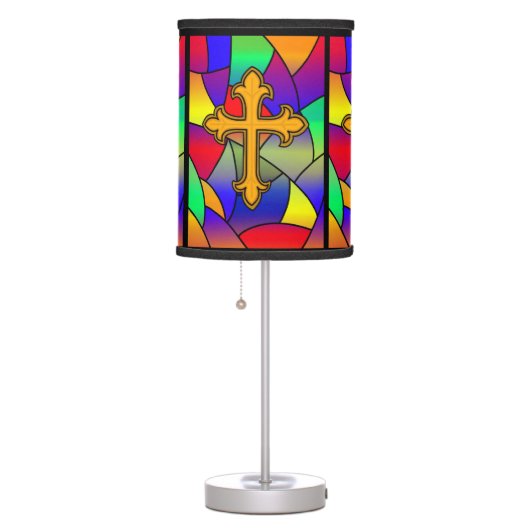 Stained Glass and Cross   Table Lamp (Right)