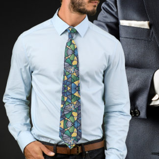 Stained glass and dove classic neck tie