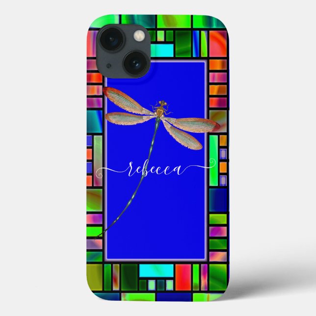 Stained glass and dragonfly personalized  Case-Mate iPhone case (Back)