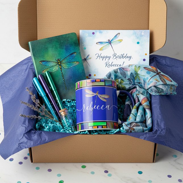 Stained glass and dragonfly personalized mug (Creator Uploaded)