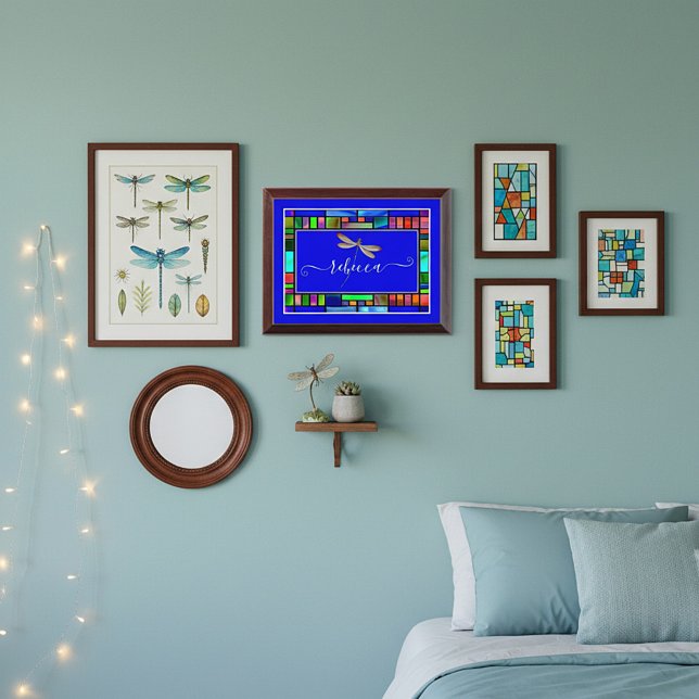 Stained glass and dragonfly personalized Plaque (Creator Uploaded)