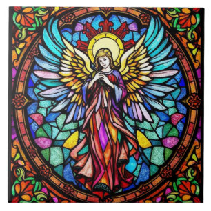 Stained Glass Angel Art   Spiritual & Religious Ceramic Tile