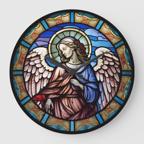 Stained Glass Angel Design Clock