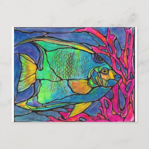 Stained Glass Angel Fish Postcard