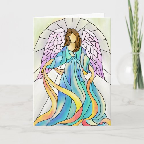 Stained Glass Angel Holiday Card