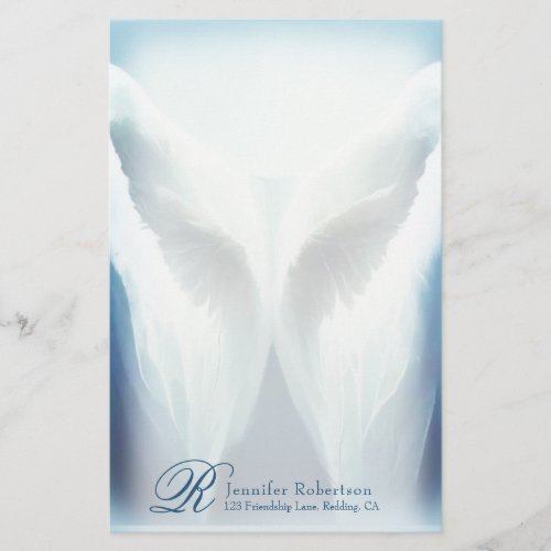 Stained Glass Angel Monogram Stationery