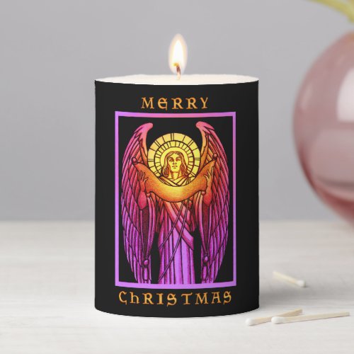 Stained Glass Angel Pillar Candle