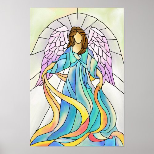 Stained Glass Angel Poster