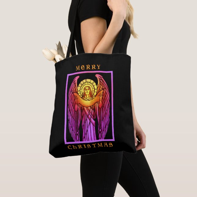 Stained Glass Angel Tote Bag (Close Up)