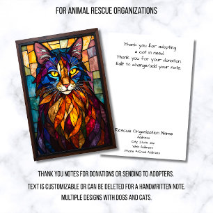 Stained Glass Animal Rescue Organization Cat Thank You Card