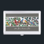 Stained Glass Art Beautiful Blossoms & Birds Business Card Case<br><div class="desc">Customize this beautiful and rare business card case to suit your needs.</div>