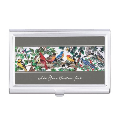 Stained Glass Art Beautiful Blossoms  Birds Business Card Case