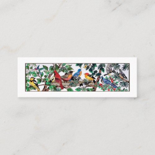 Stained Glass Art Beautiful Blossoms  Birds Mini Business Card