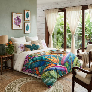 Stained glass art Bird of paradise Duvet Cover