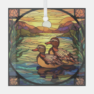 Stained Glass Art, Cute Goose Stained Glass Style Glass Ornament
