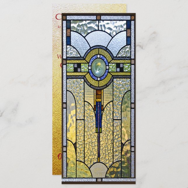 stained glass art deco church event invitation (Front/Back)