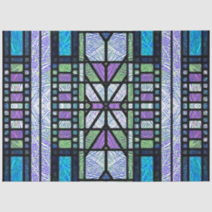 Stained Glass Art Deco in Blue and Purple Tissue Paper