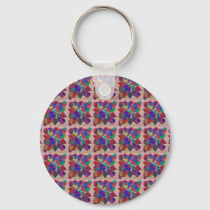 Stained glass art design multi colored real paint keychain