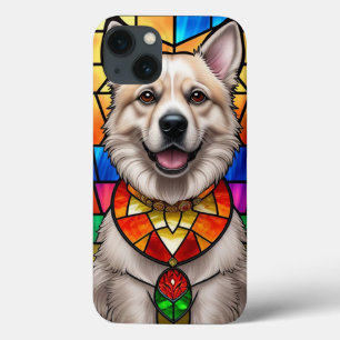 Stained Glass Art Featuring a Dog Portrait iPhone 13 Case