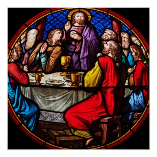 Stained Glass art Last Supper Poster