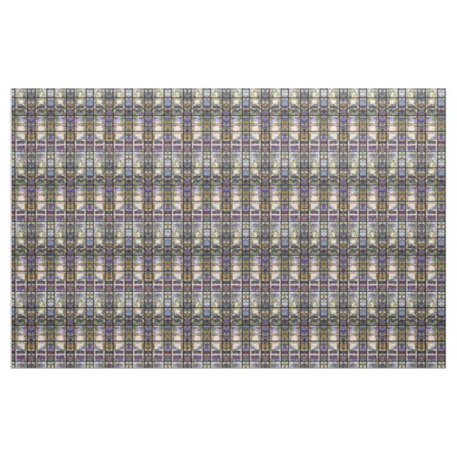 Stained Glass Art Nouveau Clematis Flowers Fabric