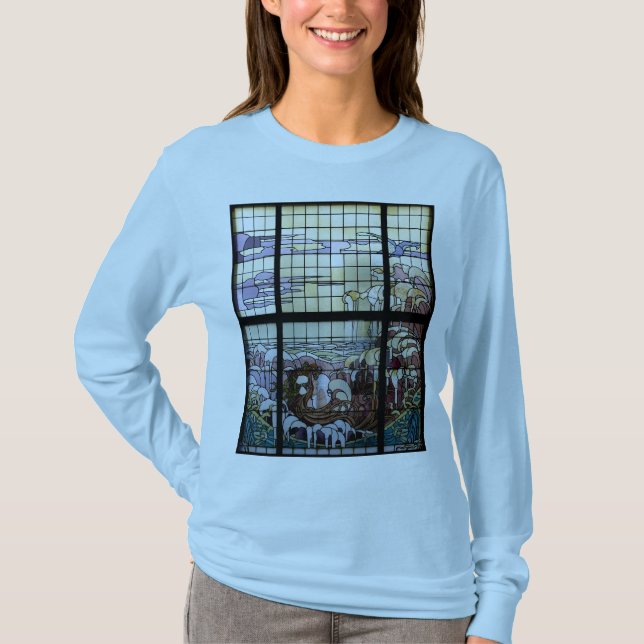 Stained Glass Art Nouveau Sea Scene T-Shirt (Front)