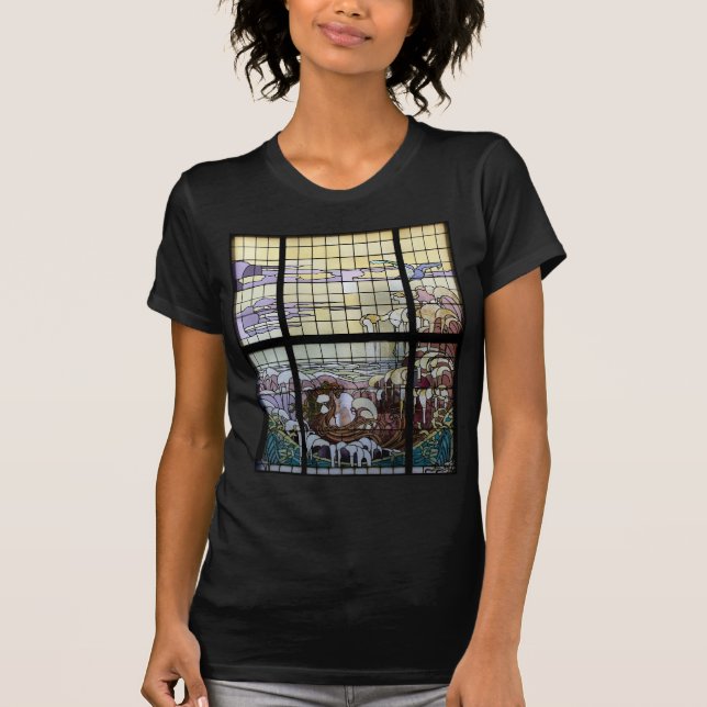 Stained Glass Art Nouveau Sea Scene T-Shirt (Front)