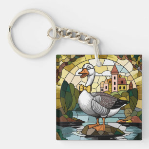 Stained Glass Art, Silly Goose Stained Glass Keychain