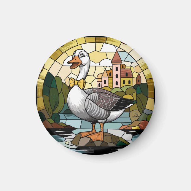 Stained Glass Art, Silly Goose Stained Glass  Magnet (Front)
