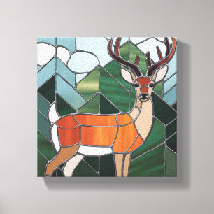 Stained Glass Art, Stained Glass Style Deer Art Canvas Print