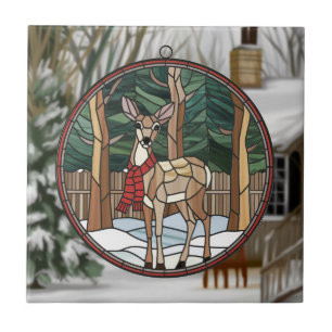 Stained Glass Art, Stained Glass Style Deer Art Ceramic Tile