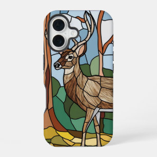 Stained Glass Art, Stained Glass Style Deer Art iPhone 16 Case