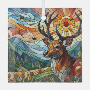 Stained Glass Art, Stained Glass Style Deer Art Ornament