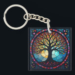 Stained Glass Art, Tree of Life Stained Glass  Keychain<br><div class="desc">A stained glass Tree of Life is a captivating piece of art that symbolizes growth, connection, and the cyclical nature of life. Often depicted with intricate roots, a strong trunk, and vibrant foliage, the Tree of Life represents the interconnectedness of all living things. Stained glass artists bring this symbolism to...</div>