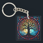 Stained Glass Art, Tree of Life Stained Glass  Keychain<br><div class="desc">A stained glass Tree of Life is a captivating piece of art that symbolizes growth, connection, and the cyclical nature of life. Often depicted with intricate roots, a strong trunk, and vibrant foliage, the Tree of Life represents the interconnectedness of all living things. Stained glass artists bring this symbolism to...</div>
