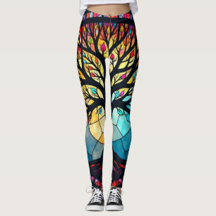 Stained Glass Art, Tree of Life Stained Glass  Leggings