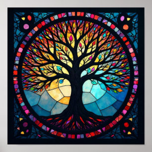 Stained Glass Art, Tree of Life Stained Glass Poster