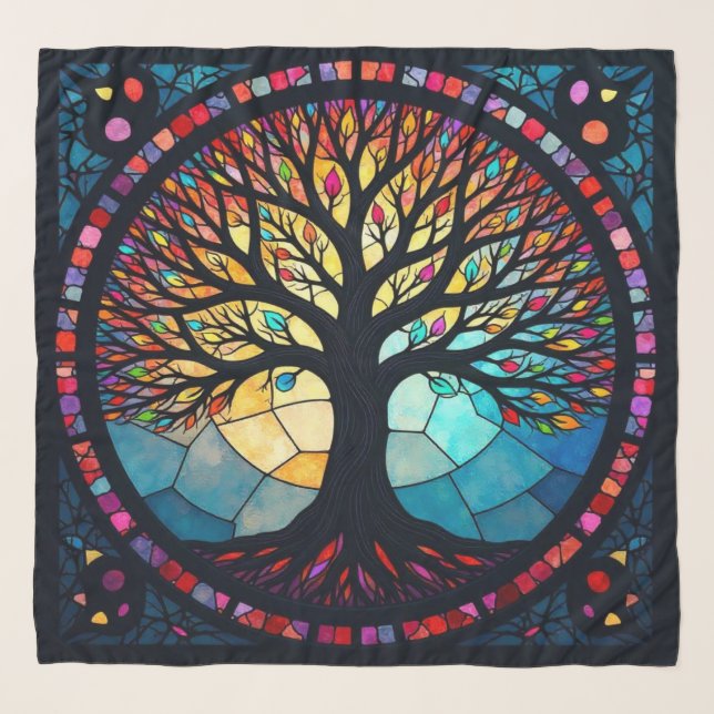 Stained Glass Art, Tree of Life Stained Glass  Scarf (Front)