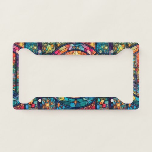 Stained Glass Artwork License Plate Frame