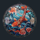 Stained Glass Asian Style Koi Fish and Camellias Dart Board<br><div class="desc">An Asian style illustration,  depicting fabulous Koi Fish swimming,  with an accent of colorful Camellia flowers</div>