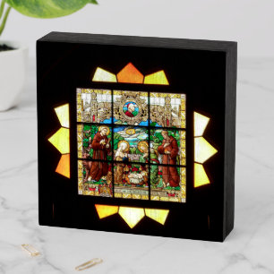 Stained Glass Baby Jesus Wooden Box Sign