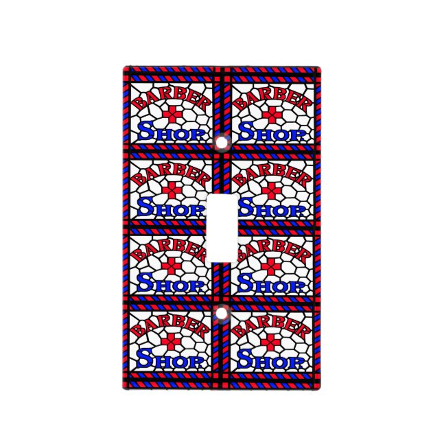 Stained Glass Barbershop SIgn Light Switch Cover (Front)