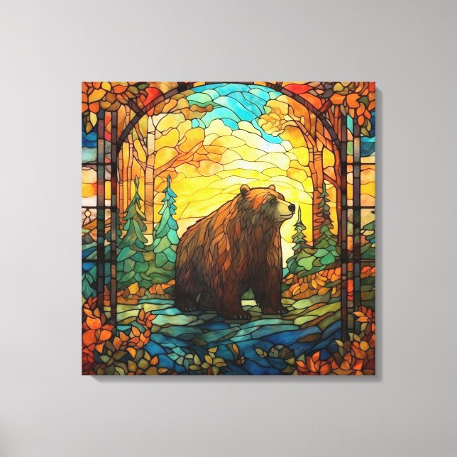 Stained Glass Bear Canvas Art (Front)