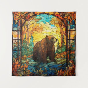 Stained Glass Bear Tapestry