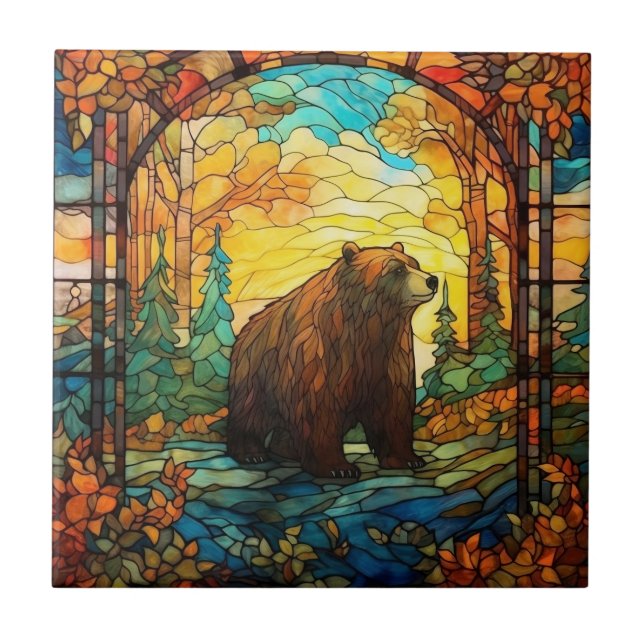 Stained Glass Bear Tile (Front)