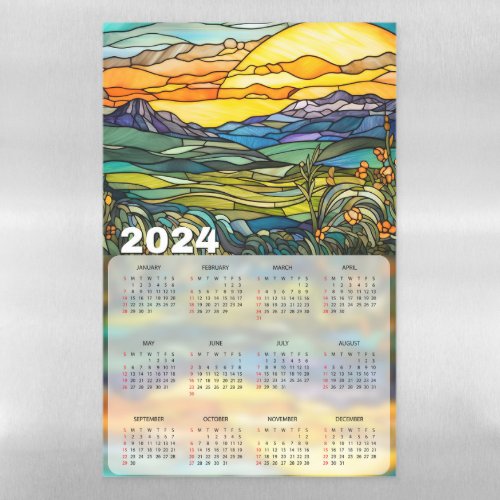 Stained Glass Beautiful Landscapes 2024 Calendars Magnetic Dry Erase Sheet