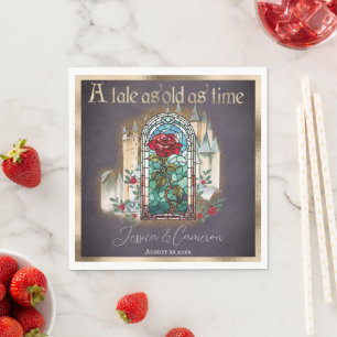 Stained Glass Beauty & the Beast Gothic Castle Napkins