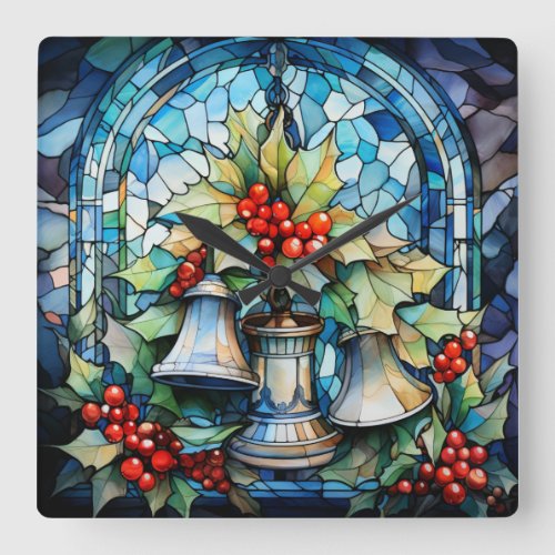 Stained Glass Bells Wall Clock