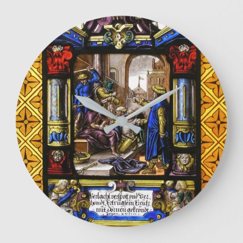 Stained Glass Biblical Scene Large Clock