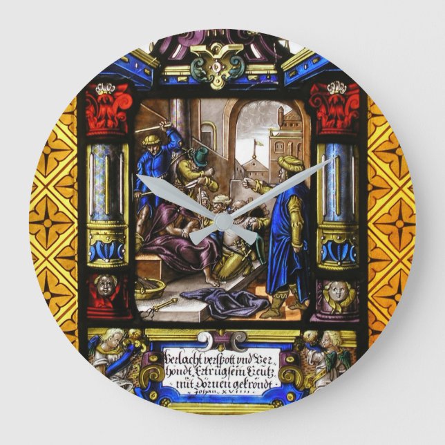 Stained Glass Biblical Scene. Large Clock (Front)